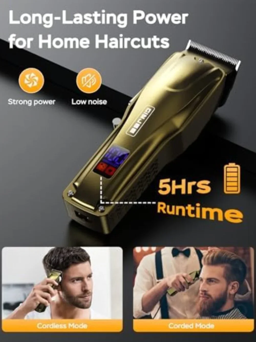 Cordless Hair Clippers for Men, LED Display, 7000 RPM, Professional Grooming